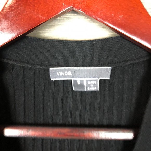 Vince Skinny Rib Knit Black Cardigan - Picture 7 of 8